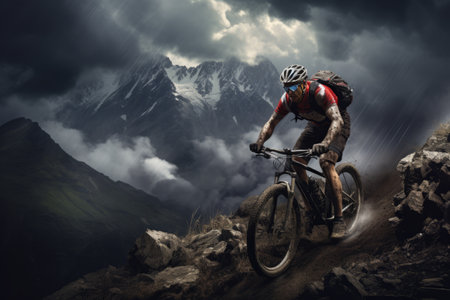 Exploring the Majestic Mountains on a Relaxing Cycling Adventureの素材