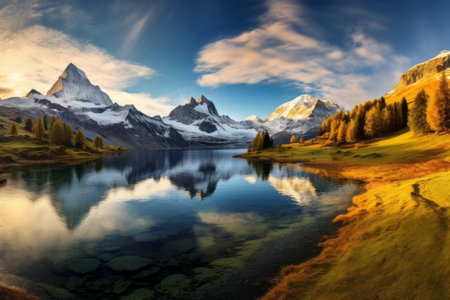 Captivating Beauty: A Breathtaking Sunset at Bachalpsee Lake in Switzerland's Grindelwald Regionの素材