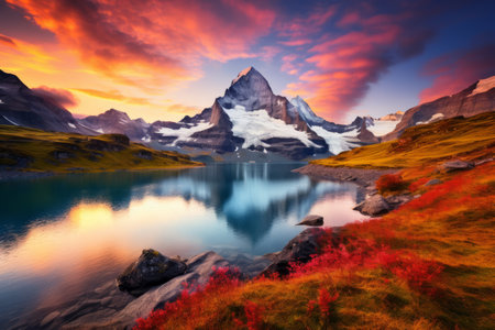 Fantastic multicolored spring landscape. Dramatic unusual scene.の素材