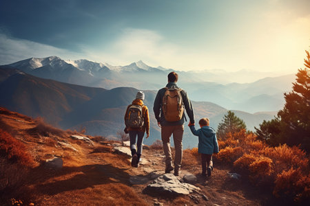 Adventurous Bonding: A Vibrant Weekend Getaway for a Joyful Family Exploring the Mountainsの素材