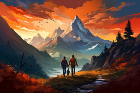 An Enchanting Mountain Expedition: A Blissful Family Adventureの素材