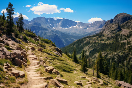 The Majestic High Mountain Hiking Trail in the Rocky Mountains Nationの素材