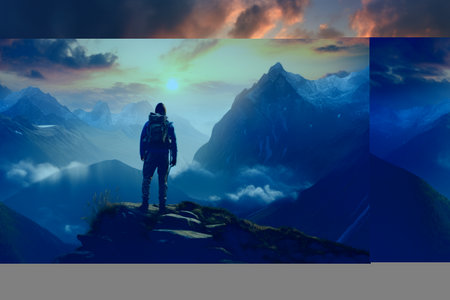 Serene Summit: A Hiker's Delight at the Top of the Worldの素材