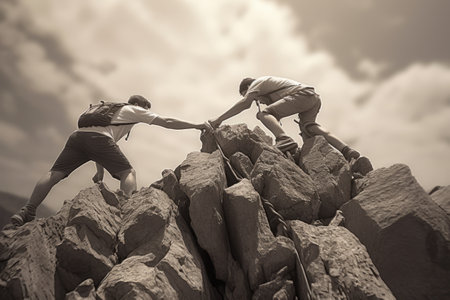 Unbreakable Bonds on the Hiking Trails: The Power of Friends Helping Friendsの素材