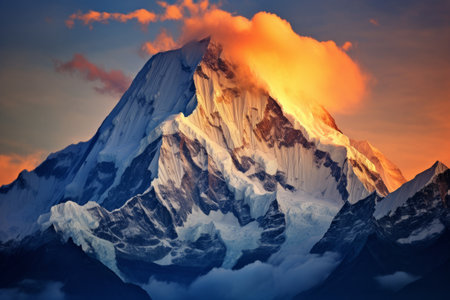 Captivating Serenity: Annapurna, Nepal - A Journey Above the Clouds at Himalayan Mountain Topsの素材