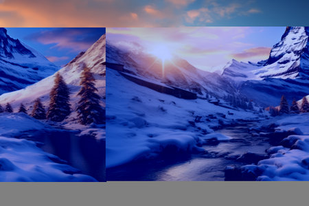 The Majestic Serenity: Idyllic View of the Snowcapped Matterhorn Mountain Peak - A Famous Alpine Gemの素材