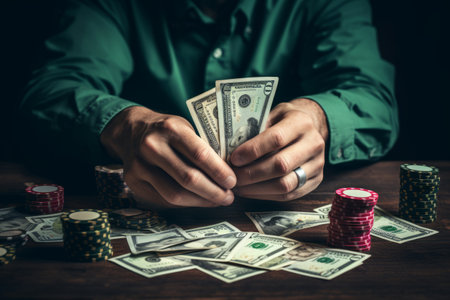Risking the Stakes: The Compulsive Gambler's Poker Showdown for Cashの素材