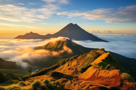 Glimpses of Serenity: Captivating Sunrise Moments in Volcano Island Mountain Landscape National Parkの素材