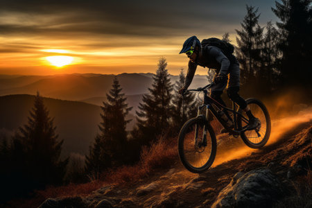 The Thrilling Journey: A Mountain Biker's Spring Ride for Inspirationの素材