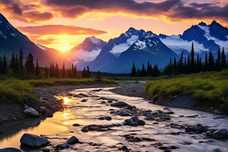 Alaska's Enigmatic Drought: The Mysterious Absence of Water in the Sunlit Mountains, River, and Creek Valleyの素材