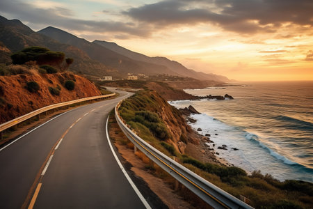 Captivating Mediterranean Coast: A Scenic Drive on the Colorful Sunset Highwayの素材