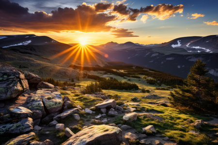 Captivating Mountain Sunset Views along Trail Ridge Road in the Rocky Mountainsの素材