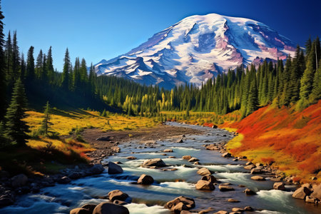 Captivating Landscapes: Exploring Mount Rainier's Spruce Forest, Glacial Rocks, and the Nisqually _99+の素材