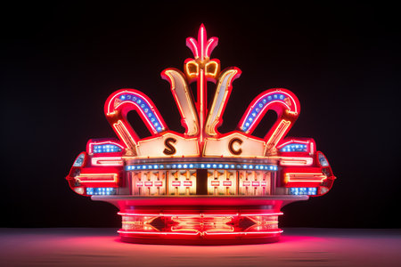 Vibrant Neon Casino Sign Creates a Relaxed Atmosphereの素材