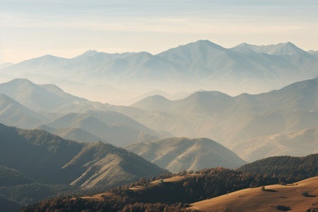Immersive Beauty: Unveiling the Majestic Panorama of Mountain Slopes and Ridges in T_97の素材