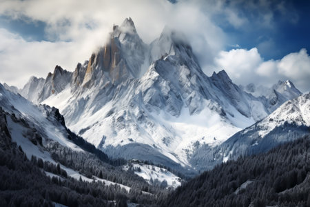 Spectacular Colored Mountain Landscape in Snowy South Tyrol, Italy: A High-Quality Panoramic Photoの素材
