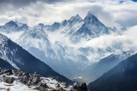 Awe-inspiring Panorama: Glimpsing the Majestic Tatra Mountains in Poland from a Distance (S_99)の素材