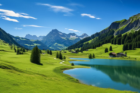Enchanting Summer Escape: A Serene Alpine Wonderlandの素材