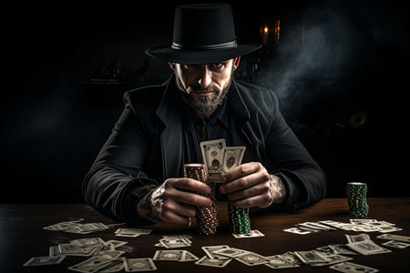 The Cool and Collected Gangster: A Snapshot of a Shaded Poker Player Mastering the Gameの素材