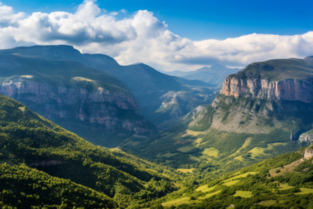 Embracing Nature's Majesty: Exploring Zagor_96's Breathtaking Panoramic View of Forests, Hills, and Mountainsの素材