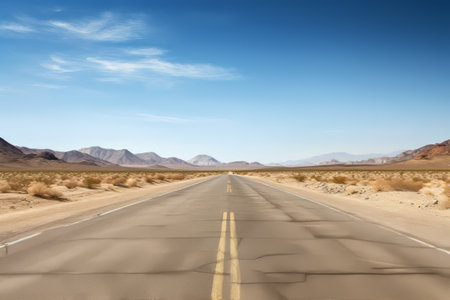 Lost in Solitude: A Breathtaking Panoramic View of the Never-Ending Road in the De_97の素材
