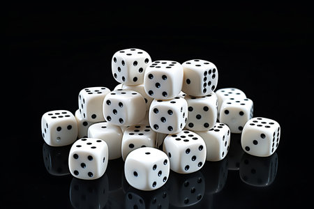 Captivating Still Life: A Tranquil Journey with a Dice on White Backgroundの素材