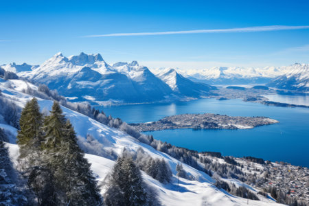 Captivating Winter Panorama: Mount Pilatus Unveils Spectacular Sunny Views in Luc_98の素材