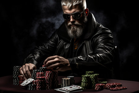 Unveiling the Serene Artistry: Relaxed_96 - The Masterful Poker Player in Irag439995's Black Abyssの素材