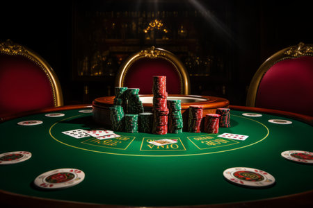 The Winning Hand: Four Aces on the Green Casino Tableの素材