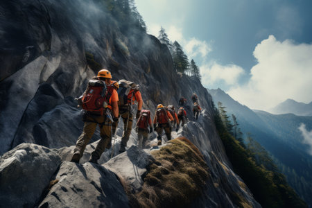 Conquering Nature's Challenges: Meet the Remarkable Power of the Professional Hiking Climbing Teamの素材