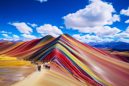 Mirrored Skies: Unveiling the Pristine Beauty of Rainbow Mountain - c_97の素材