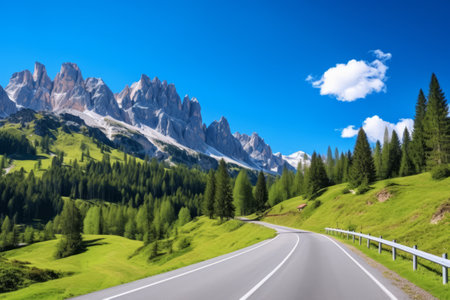 A Serene Journey: Exploring the Majestic Dolomites on a Sunny Summer Dayの素材