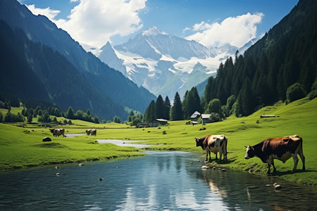 Mountain Lake's Majestic Reflection: A Glimpse of Pristine Rock Formationの素材