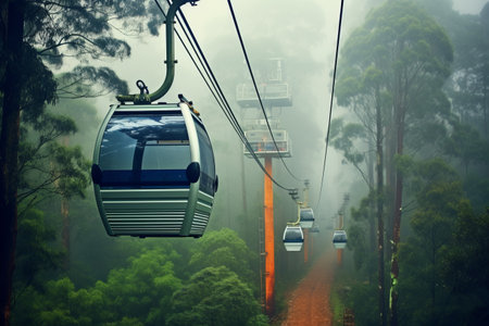 Awe-Inspiring Rainforest Cableway Landscape in Blue Mountains, Australia: A Spectacular Natural Beautyの素材
