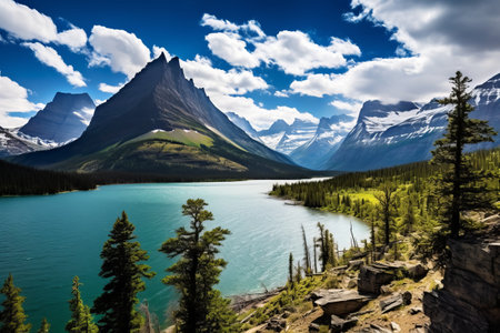Captivating Panorama: Saint Mary Lake at Sun Point - A Majestic Overlook of Saint M_99の素材