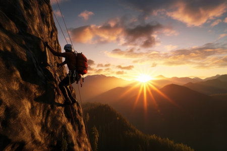 Descending into Glory: Captivating Mountain Sunrise in British Columbia, Canadaの素材