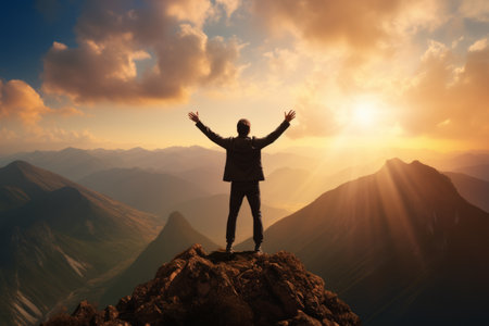 Reaching New Heights: The Success Story of a Business Leader on Topの素材