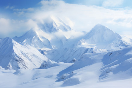 Winter's Beauty: Exploring the Snowy Mountains of Elbrus in the Caucasus, Russiaの素材
