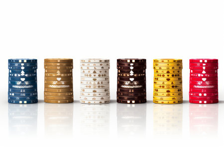 Casino Chip Extravaganza: A Vibrant Banner Design for the Ultimate Poker Game Experienceの素材