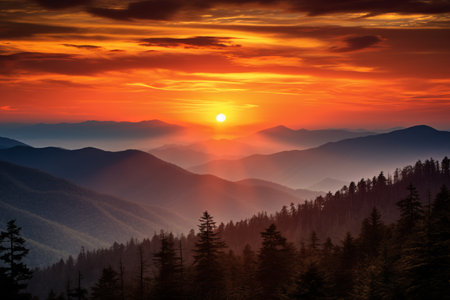 Captivating Sunset in the Serene Smoky Mountainsの素材