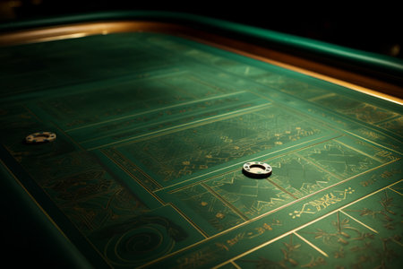 The Vibrant Green Surface of a Casino Gambling Table, a Symbol of Relaxation and Excitementの素材