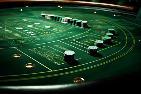 Unveiling the Allure: Explore the Enchanting Green Surface of a Casino's Gambling Tableの素材