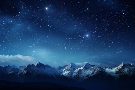 Majestic Mountains Embraced by the Soft Focus Milky Way in the Starry Night Skyの素材