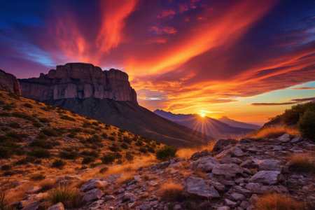 Capturing the Mesmerizing Sunset at Guadalupe Mountains National Parkの素材