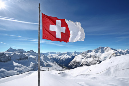 Snow-covered Splendor: Captivating Swiss Alps Mountain Panorama in Winter Blissの素材