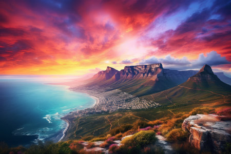 Captivating Colors: An Enchanting Panoramic Landscape of Table Mountainの素材