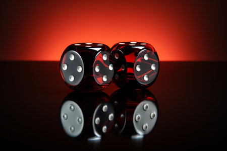 Dice Duo: A Stunning Reflection of Six and Six in Red and Blackの素材