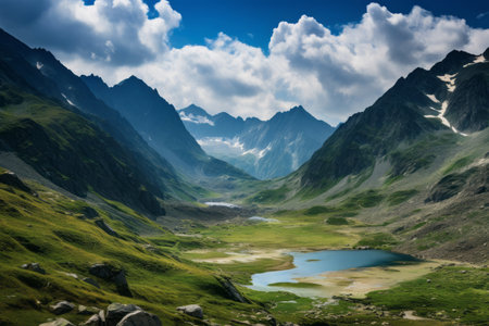 The Enchanting Capra Lake: A Majestic Summer Landscape in the Fagaras Mountains - ROM_99の素材