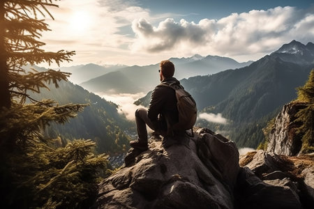 A Journey to Self-Discovery: Embracing Solitude in the Majestic Mountainsの素材