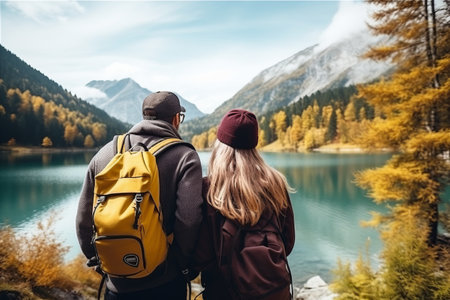 Embracing the Beauty: A Couple's Journey through Mountain Lakes and Active Adventure in Austriaの素材